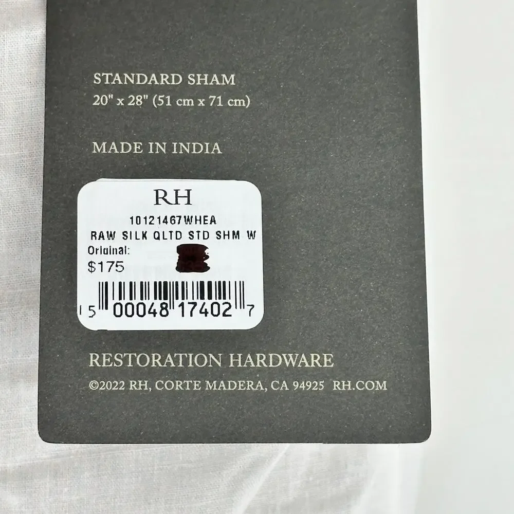 Restoration Hardware Raw Silk Channel Stitched Sham Standard Sz Set Wheat